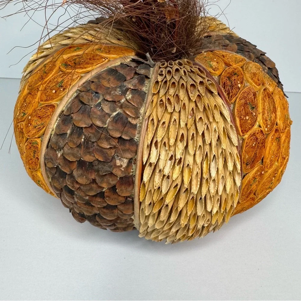 Set of 2 Decorative Pumpkins for Fall & Thanksgiving Tabletop Centerpiece Decor